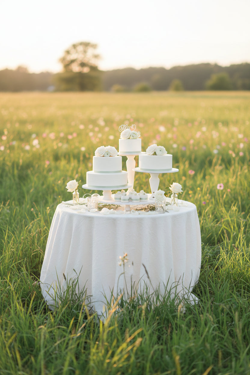 TORTENSTÄNDER Vario 3-stöckig Holz weiß Hochzeit Kuchen- Ständer Dessert- Display SHABBY WHITE