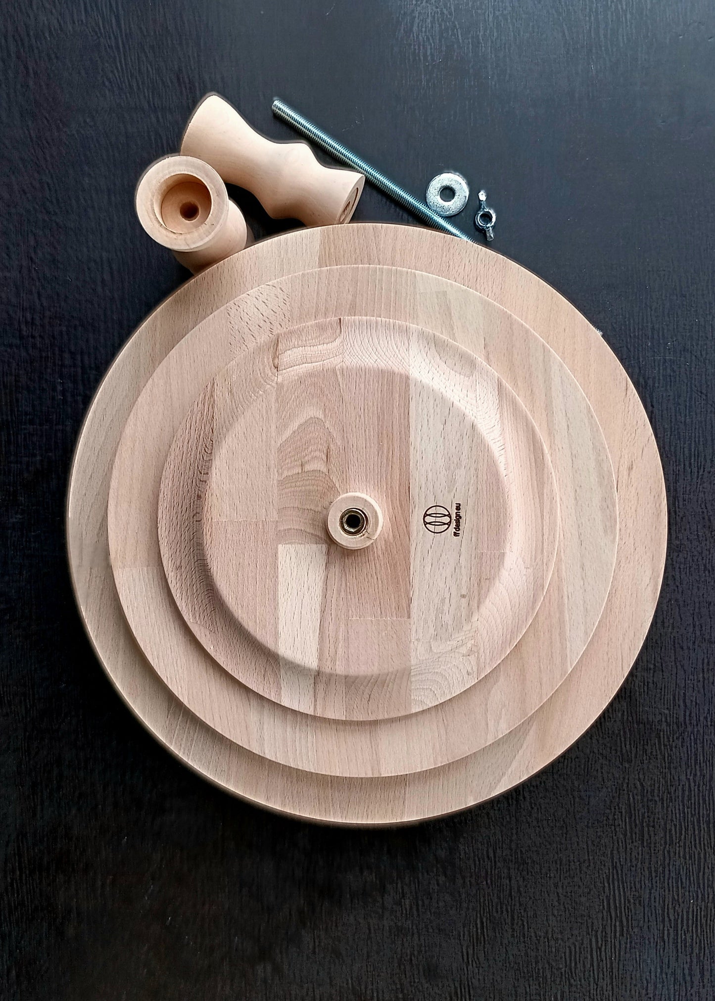 Etagere handgefertigt aus Holz naturbelassen 3 Etagen Säulen klassisch