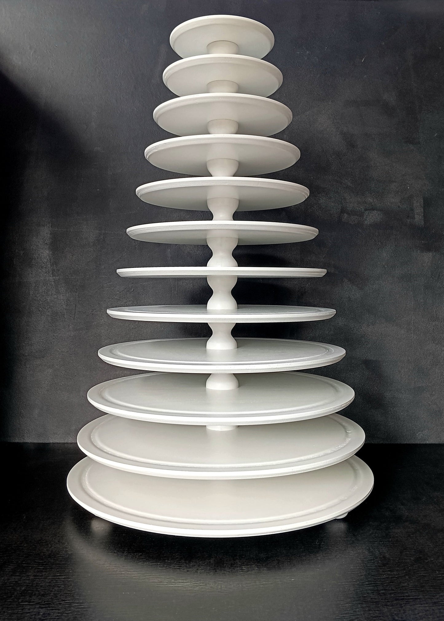 Macaron Tower Stand, Handmade from Wood, White, 12 Tiers
