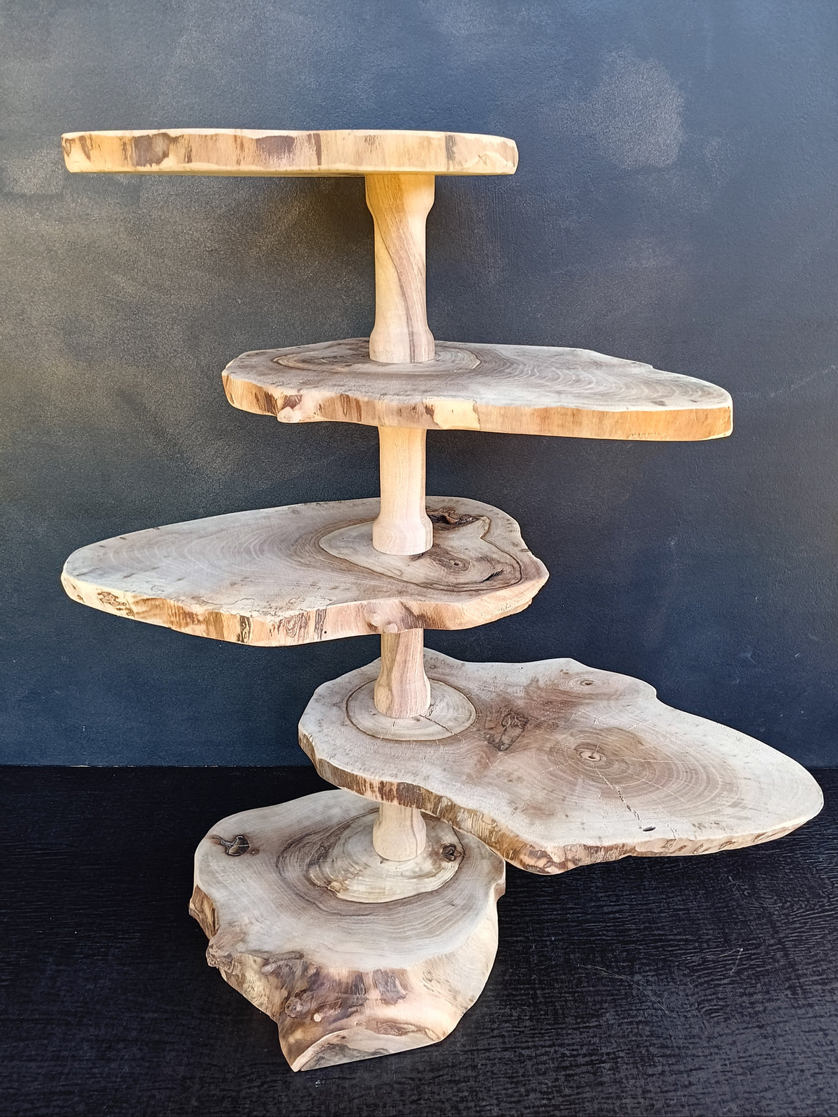 Solid Walnut Wood Étagère-pillars untreated – Handcrafted Art Object & One-of-a-Kind Piece