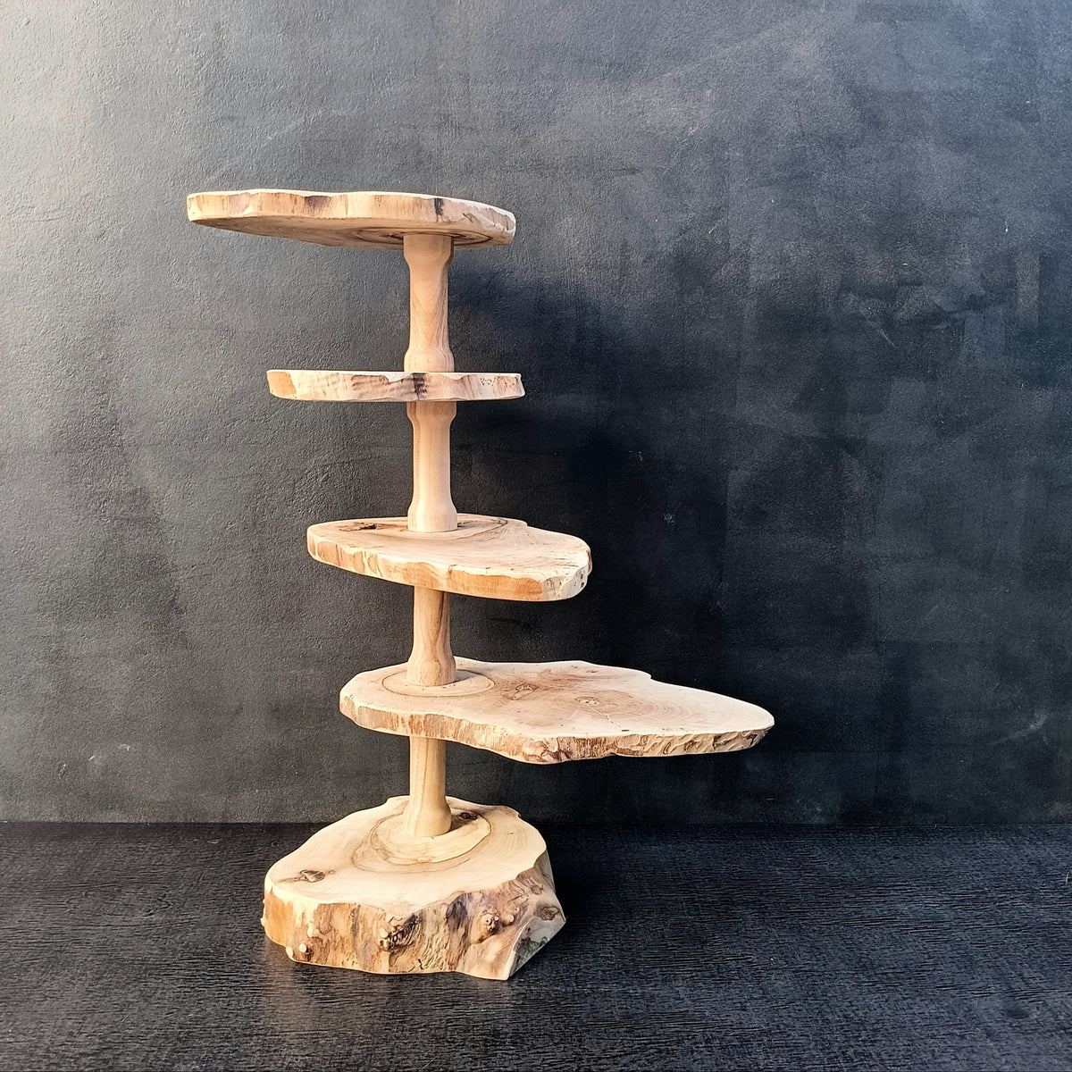 Solid Walnut Wood Étagère-pillars untreated – Handcrafted Art Object & One-of-a-Kind Piece