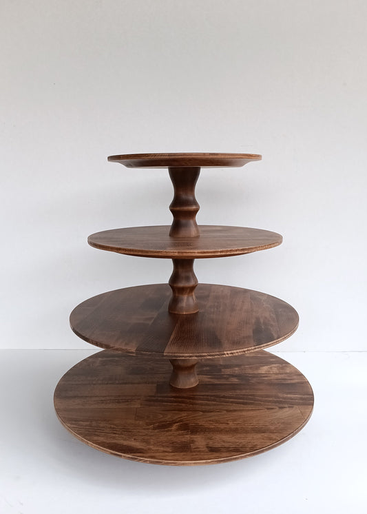 Etagere handgefertigt aus Holz Farbe Antikbraun 4 Etagen Säulen klassisch