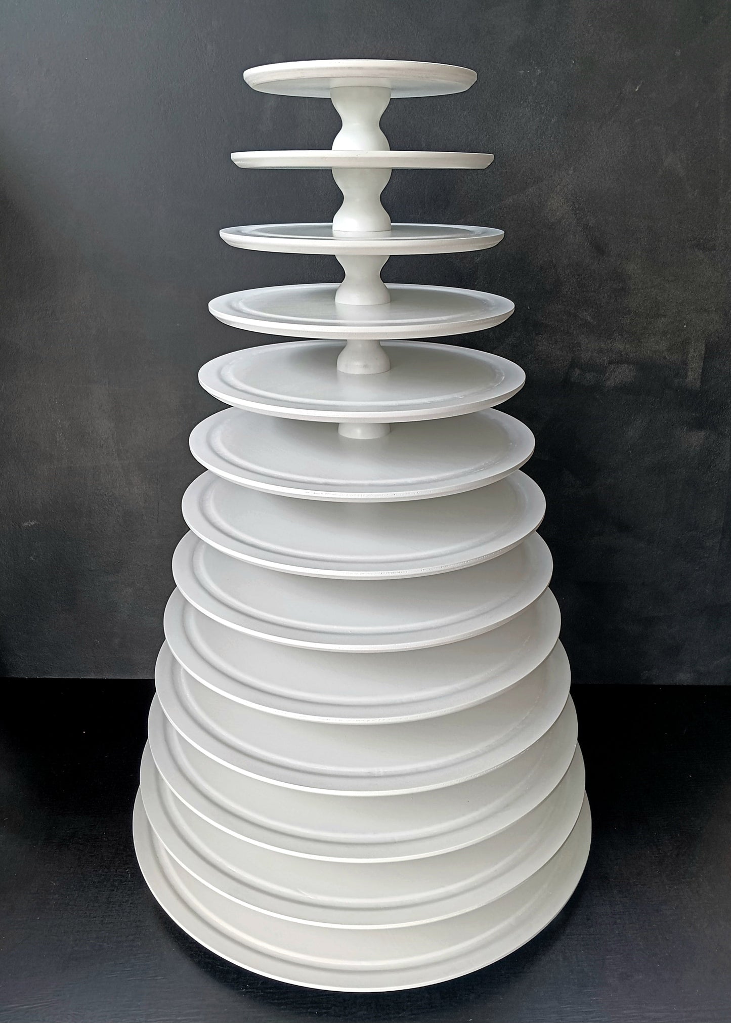 Macaron Tower Stand, Handmade, White Wood, 13 Tiers