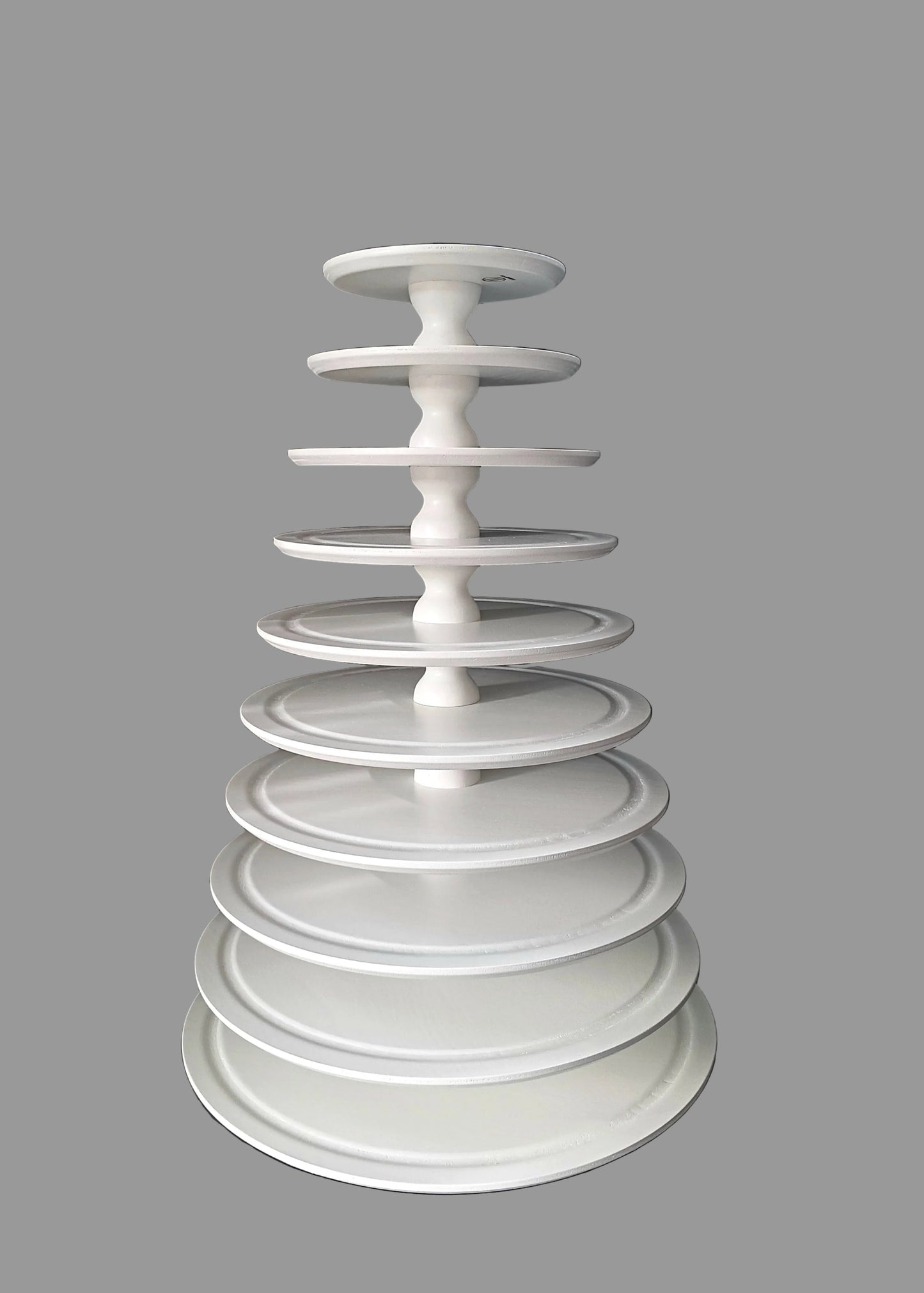 Macaron Etagere Turm Vario Stand handgefertigt aus Holz Farbe Weiß 10 Etagen