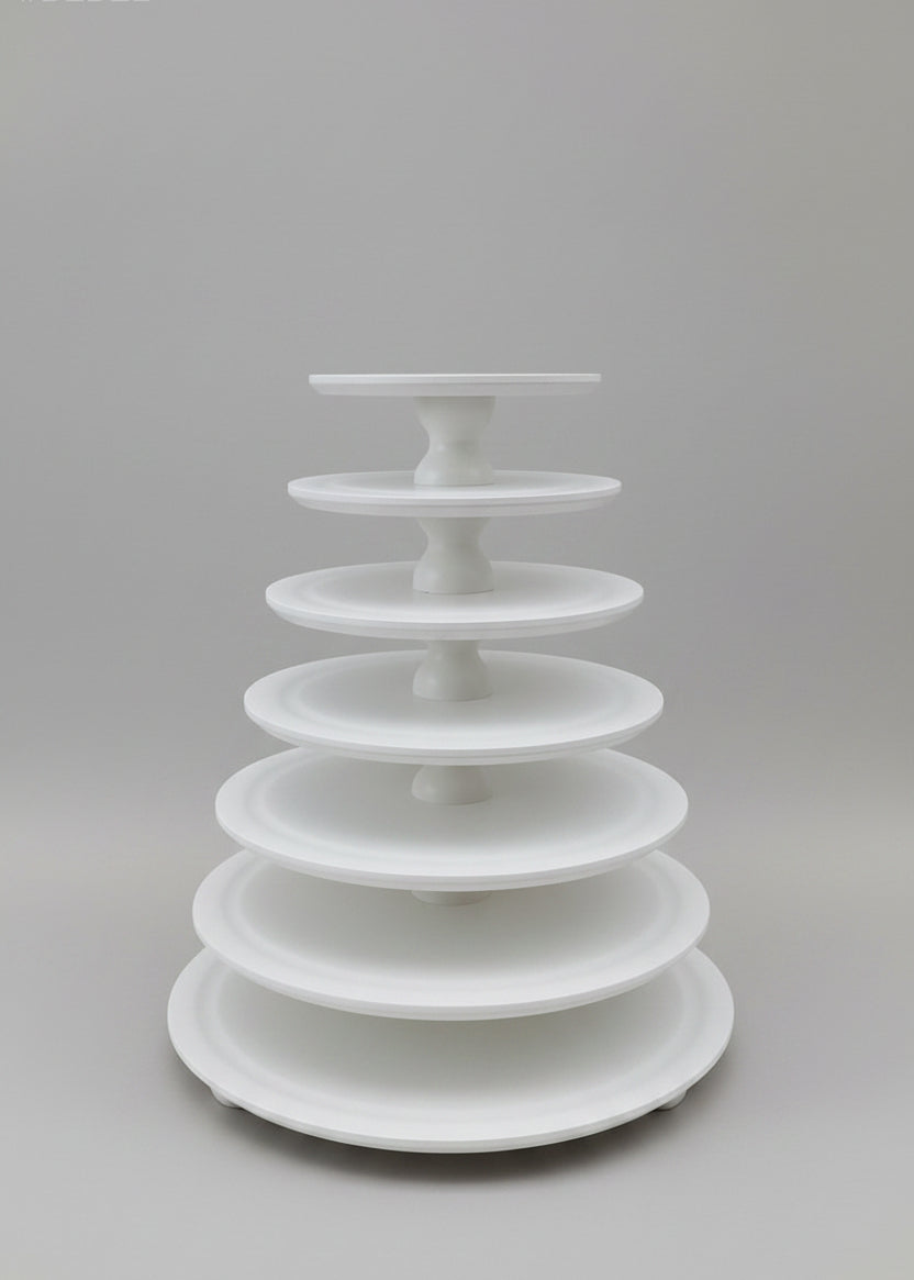 Macaron Etagere Turm Ständer Pyramide handgefertigt aus Holz 7 Etagen Farbe Weiß