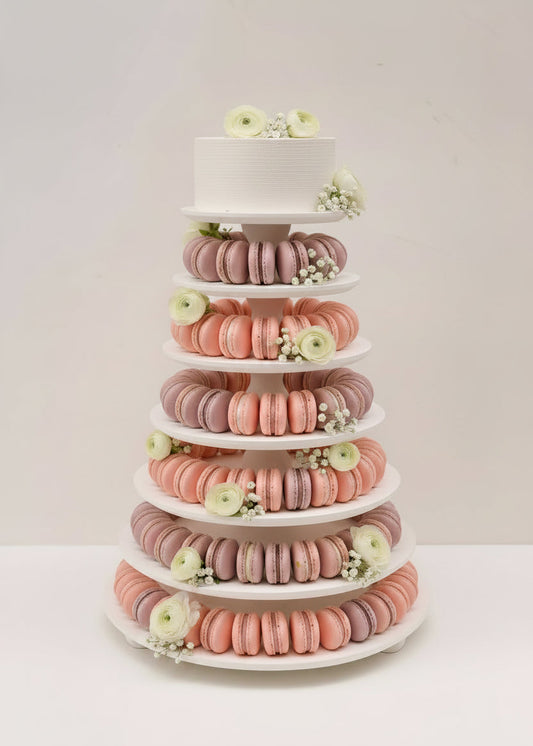Macaron Etagere Turm Ständer Pyramide handgefertigt aus Holz 7 Etagen Farbe Weiß
