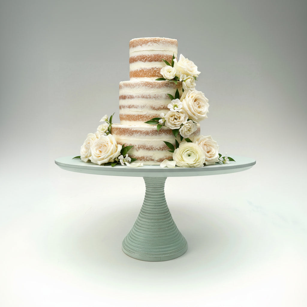 TORTENSTÄNDER HOLZ groß Hochzeit Patisserie- Konditorei- Bedarf- Kuchenständer Tortenplatte 38,0/36,0 cm 15.0/14.0 inch CILIA Farbe Sage green