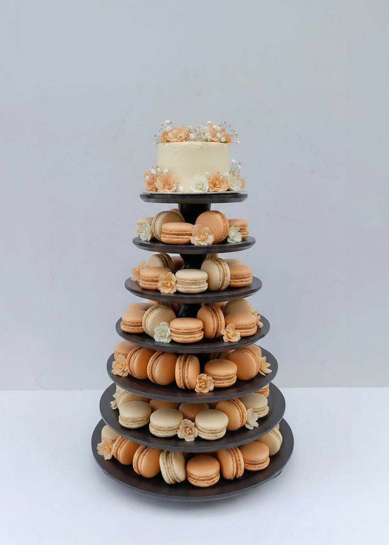 Macaron Etagere Turm Stand handgefertigt aus Holz 7 Etagen Farbe Coffee