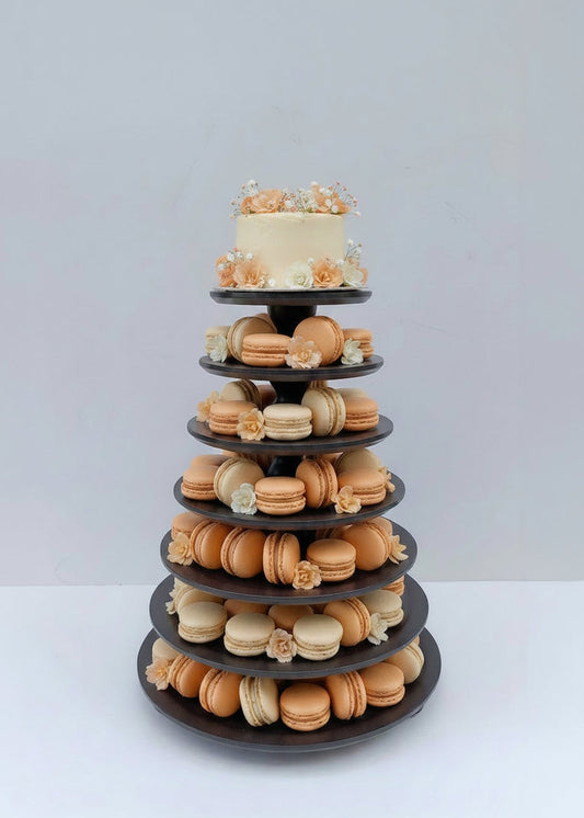 Macaron Etagere Turm Stand handgefertigt aus Holz 7 Etagen Farbe Coffee