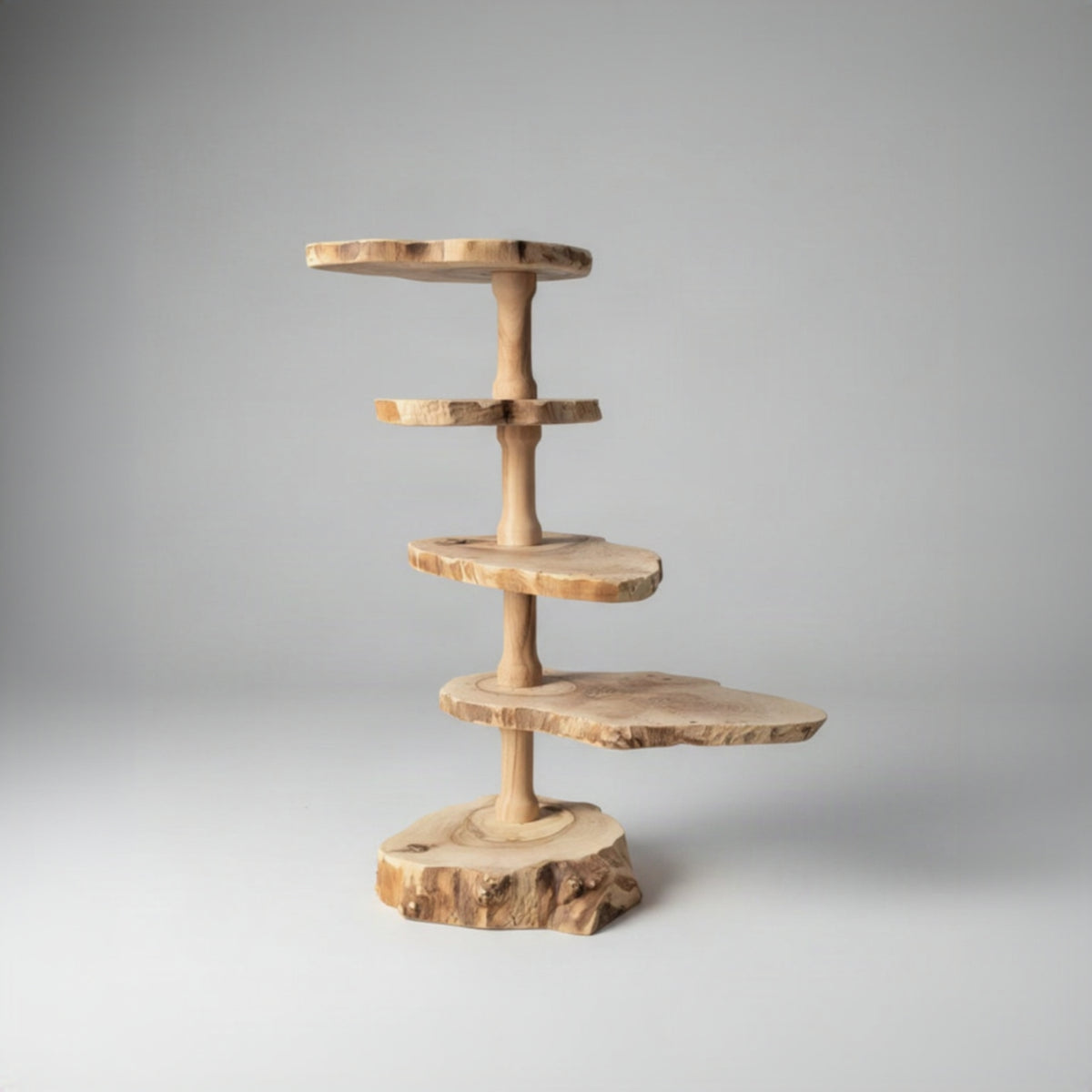 Solid Walnut Wood Étagère-pillars untreated – Handcrafted Art Object & One-of-a-Kind Piece