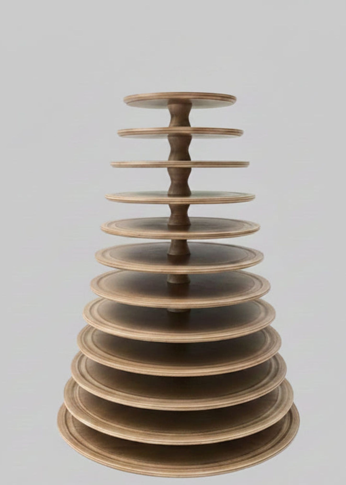 Macaron Etagere Turm Stand handgefertigt aus Holz Farbe Muskat 12 Etagen