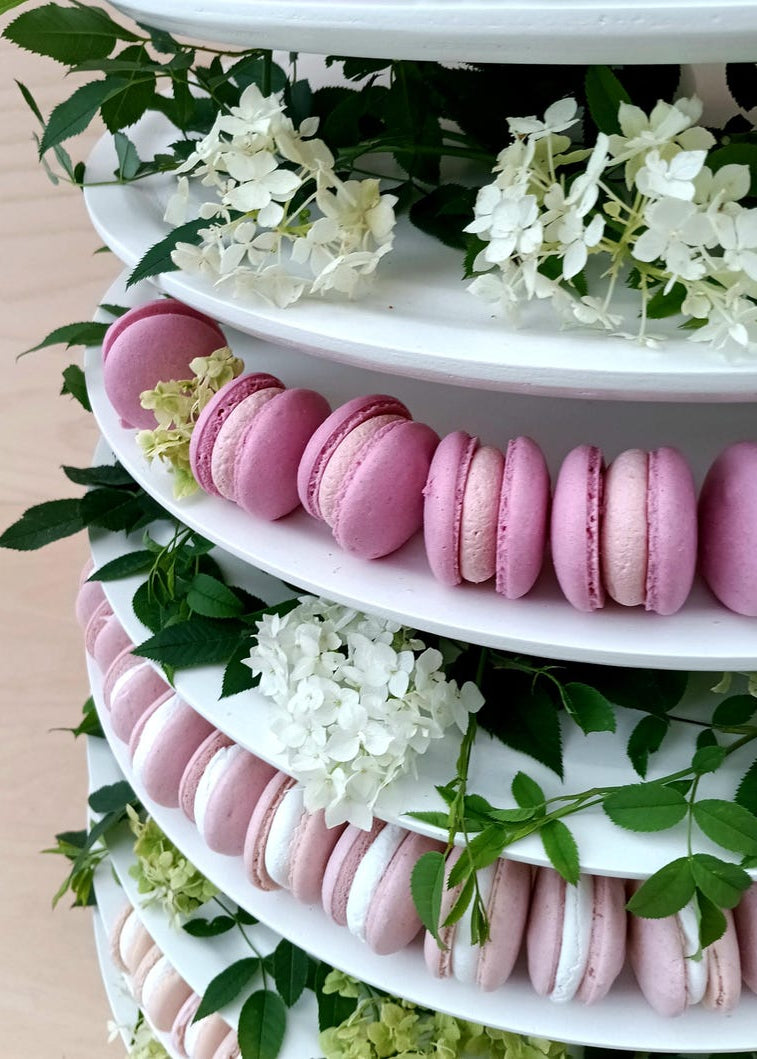 Macaron Tower Stand, Handmade, White Wood, 13 Tiers