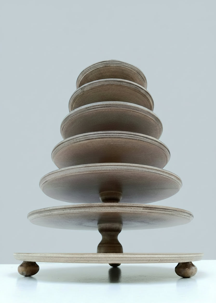 Macaron Etagere Turm Stand handgefertigt aus Holz 7 Etagen Farbe Muskat