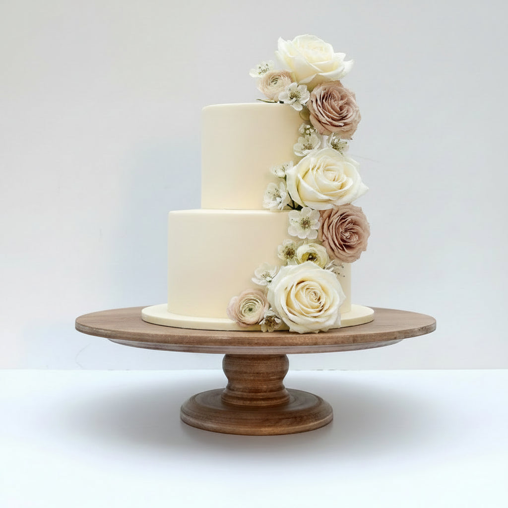 TORTENSTÄNDER HOLZ groß Hochzeit Patisserie- Konditorei- Bedarf- Kuchenständer Tortenplatte 45,5/43,2/39,5/36,0/33,0 cm 18.0/17.0/15.5/14.0/13.0 inch CLASSIC Muskat